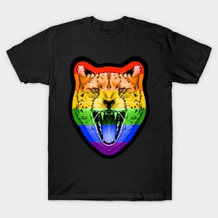 illustrated CHEETAH PRIDE series (gay pride flag) rainbow ROYGBIV T-Shirt